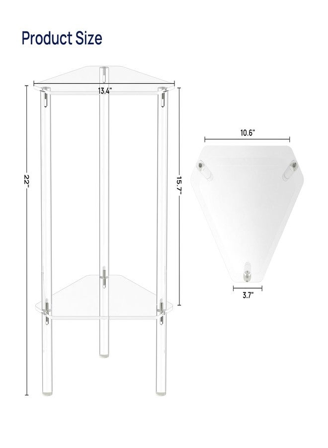 HMYHUM Clear Acrylic Triangle End Table, Corner Side Table for Small Spaces, Small Accent Table for Living Room, Bedroom and Balcony, Easy Assembly - Image 3