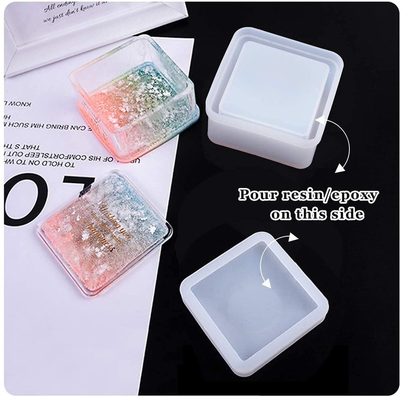 Artool ARTOOL Square Storage Box Resin Casting Mold Container for Jewellery Keychains Pendant with Top Lid Epoxy Resin Art Mould DIY Art and Craft 3x3 Inch (A71) - Image 5