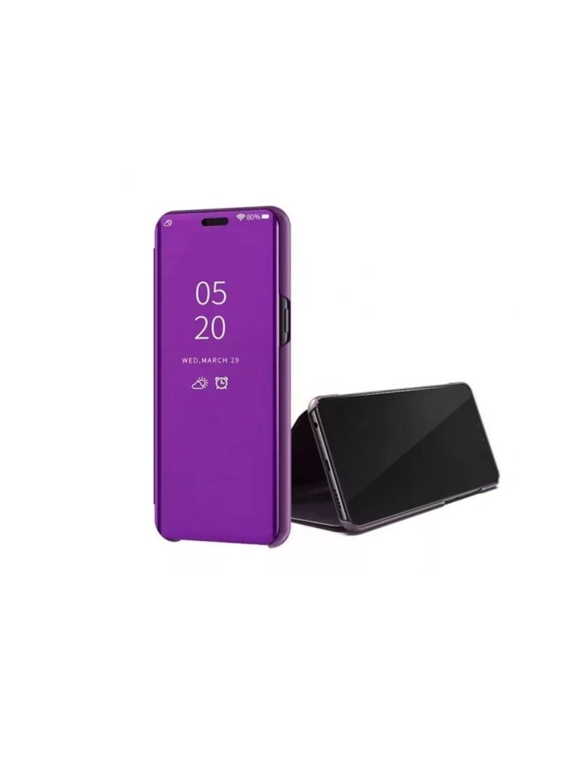 For Samsung Galaxy J7 Pro Clear View Flip Case , Without Sensor , Stand Watching Position , Mirror Full Protection Cover Compatible With Samsung Galaxy J7 Pro (5.5') (Purple) - Image 1