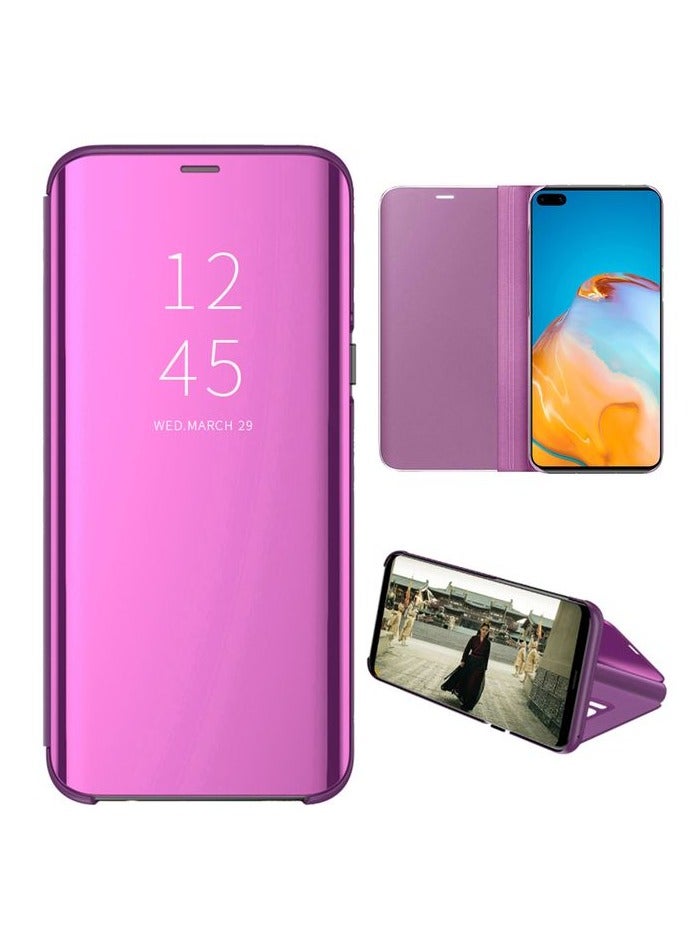 For Samsung Galaxy J7 Pro Clear View Flip Case , Without Sensor , Stand Watching Position , Mirror Full Protection Cover Compatible With Samsung Galaxy J7 Pro (5.5') (Purple) - Image 2