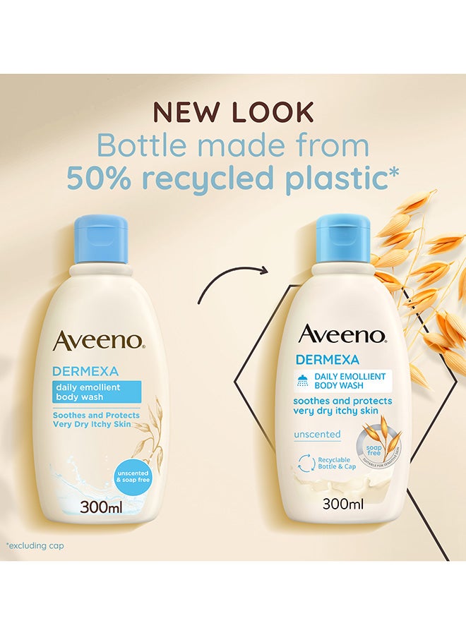 Aveeno Dermexa Daily Emollient Body Wash, With Soothing Oat Complex and Ceramides, Suitable For Sensitive Skin, Soothes & Protects Very Dry Itchy Skin, Unscented, Soap Free, 300ml - Image 5