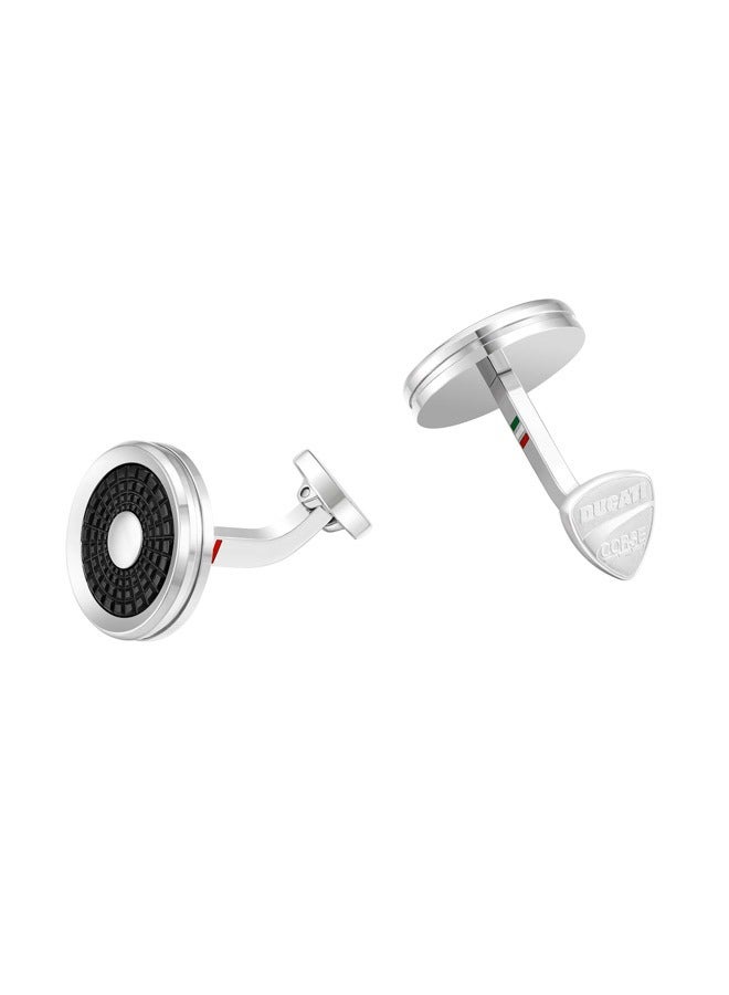 Ducati Corse Dinamica Silver and Black Branded Cufflinks For Men  - Image 3