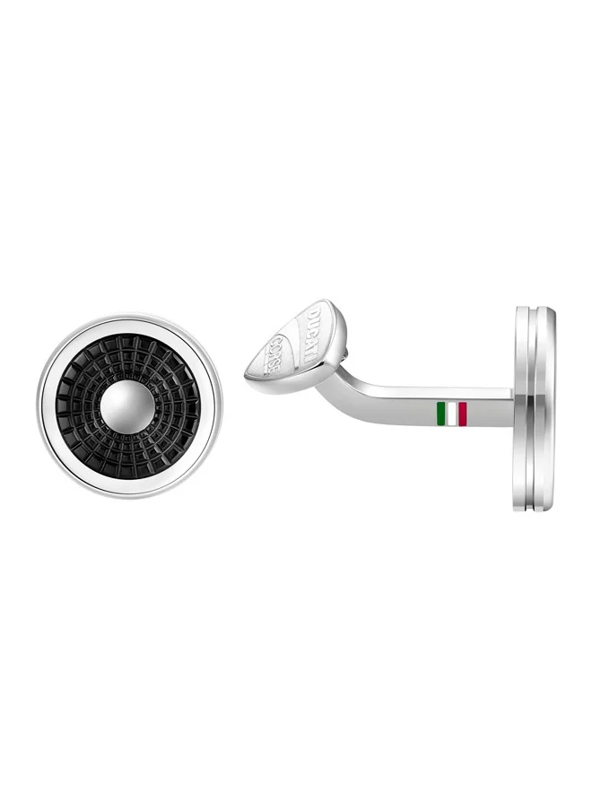 دوكاتي كورس Dinamica Silver and Black Branded Cufflinks For Men