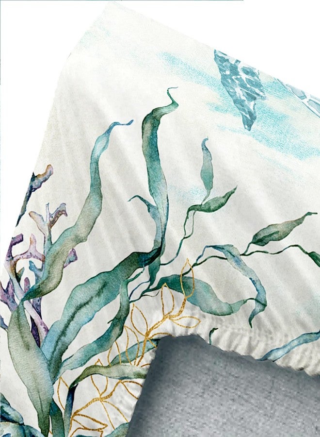 CVHouse Sea Turtle Bed Sheets Set, Queen Size - Watercolor Ocean Bedding with 1 Flat Sheet & 1 Fitted Sheet & 2 Pillow Cases - 4 Pieces - Image 5