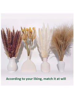 Excefore Natural Dried Pampas Grass, Boho Decor Fluffy White Pompous Grass Large Reed Bunny Tail Wheat Stalk Decorative Plumes Italian Ruscus Solidago Goldenrod Flower Bouquet for Wedding Fall Home Decor  - Image 2
