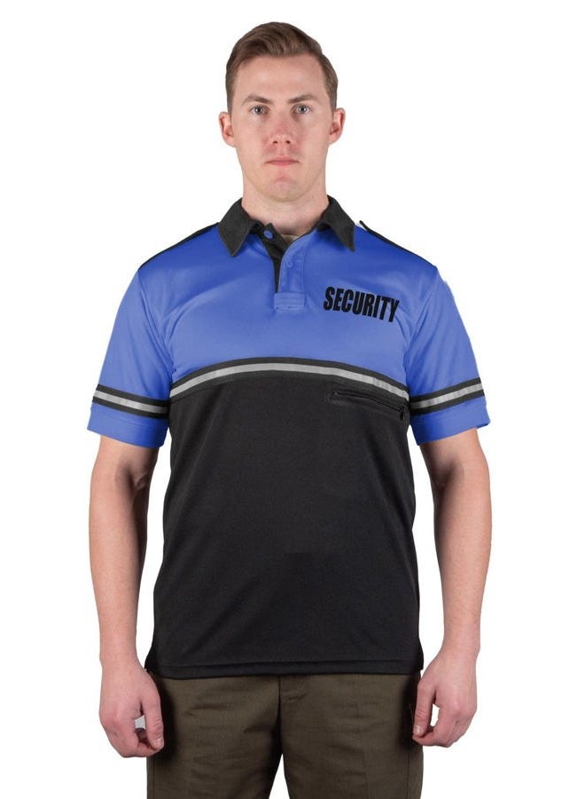 First Class Two Tone Security Bike Patrol Shirt with Reflective Stripes and Zipper Pocket (Royal Blue and Black) (Medium) - Image 1