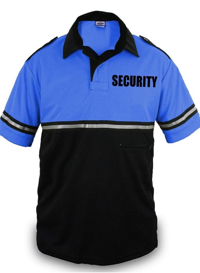 First Class Two Tone Security Bike Patrol Shirt with Reflective Stripes and Zipper Pocket (Royal Blue and Black) (Medium) - Image 2