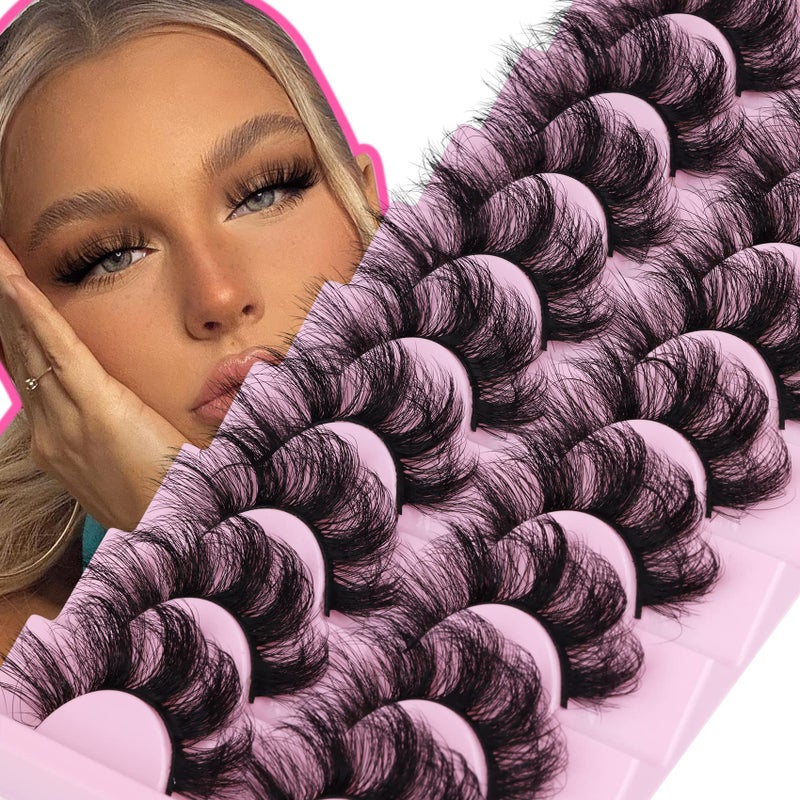 Goddvenus Mink Lashes Fluffy 20 MM Thick D Curl False Eyelashes Dramatic Long Strip Lashes Pack 6D Curly Wispy Full Fake Eyelashes That Look Like Extension by Goddvenus