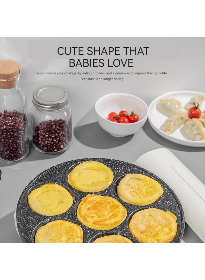 مقلاة بانكيك غير لاصقة، 7 وجوه مبتسمة على المقلاة، مقبض ناعم لوجبة إفطار ممتعة للأطفال، مقلاة كريب 10.2 بوصة للطهي على موقد الغاز (أسود) - Image 5