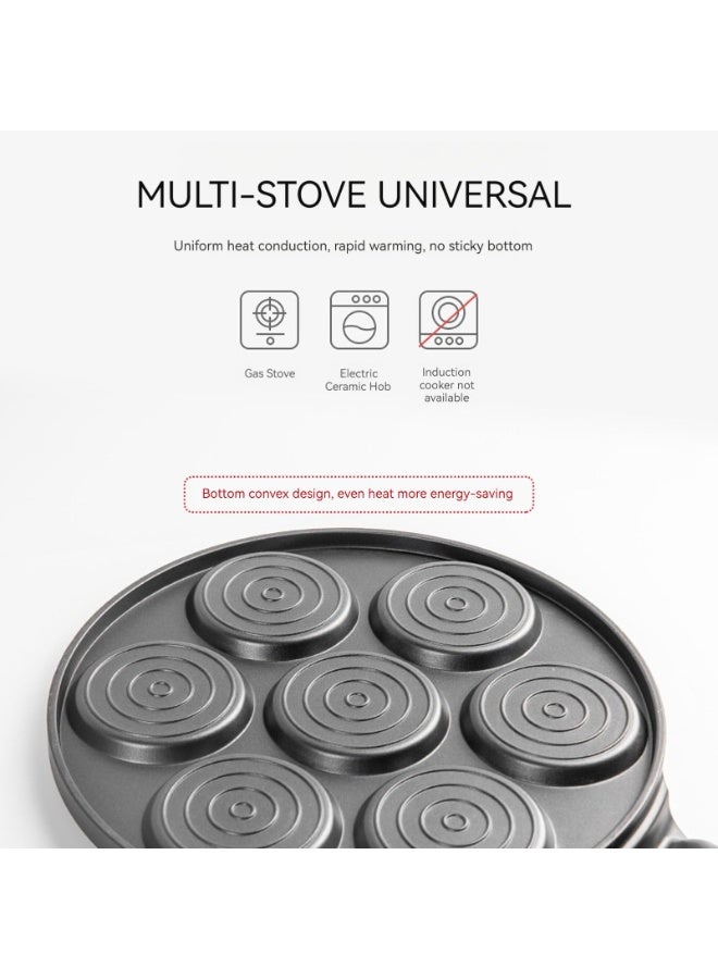 مقلاة بانكيك غير لاصقة، 7 وجوه مبتسمة على المقلاة، مقبض ناعم لوجبة إفطار ممتعة للأطفال، مقلاة كريب 10.2 بوصة للطهي على موقد الغاز (أسود) - Image 3