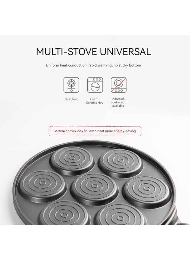 Nonstick Pancake Pan, 7 Smiley Face Pancake Griddle, Soft Touch Handle Fun Breakfast for Kids, 10.2 in Crepe Pan for Gas Stoves (Black) - Image 4