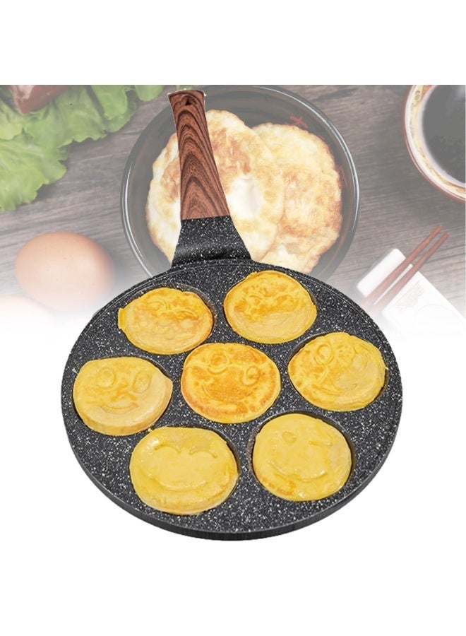 Nonstick Pancake Pan, 7 Smiley Face Pancake Griddle, Soft Touch Handle Fun Breakfast for Kids, 10.2 in Crepe Pan for Gas Stoves (Black) - Image 3