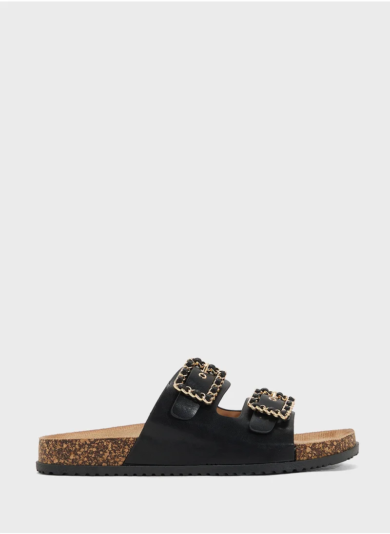 جينجر Two Buckle Casual Sandal Slide