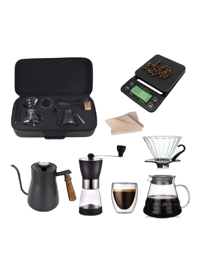 Drip Coffee Maker Set With Travel Bag Black 7Pcs Camping Coffee Marker Coffee Machine Filter Coffee Tool Set for Outdoor Multicolour 29x58x17cm - Image 1