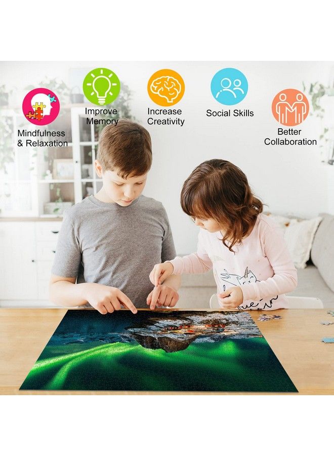 BIMOUR ألغاز الصور المقطوعة للكبار ألغاز الصور المقطوعة للكبار المكونة من 1000 قطعة لعبة مليئة بالتحديات الأضواء الشمالية في النرويج - Image 5