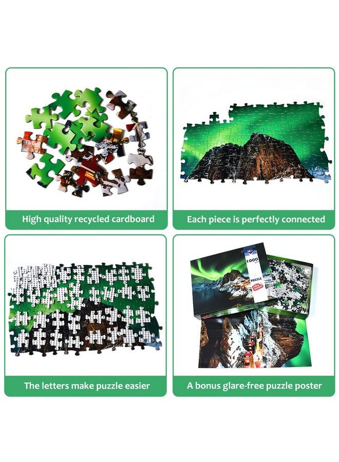 BIMOUR ألغاز الصور المقطوعة للكبار ألغاز الصور المقطوعة للكبار المكونة من 1000 قطعة لعبة مليئة بالتحديات الأضواء الشمالية في النرويج - Image 4