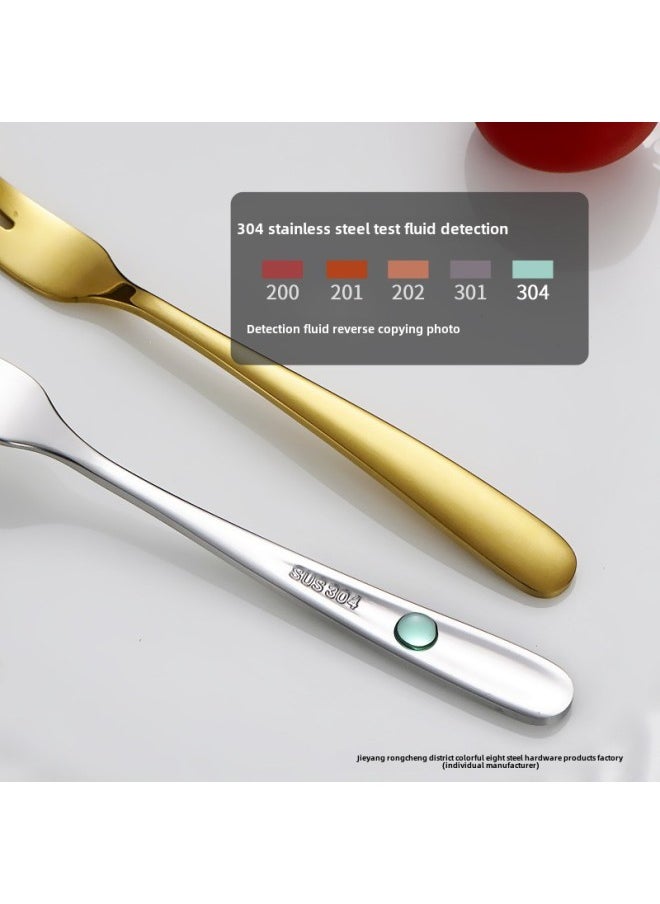 Generic - Stainless Steel Fruit Fork Children's Small Fork Living Room Cake Fork Fruit Sign Dessert Fork KTV Bar Fruit Plate Fork-Specifications:304 Rose Gold—fruit Fork [thick Style] - Image 1