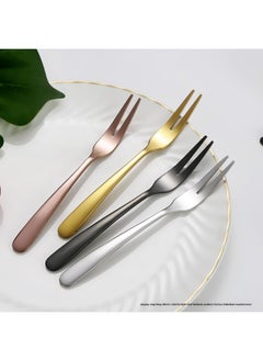 Generic Stainless Steel Fruit Fork Children's Small Fork Living Room Cake Fork Fruit Sign Dessert Fork KTV Bar Fruit Plate Fork-Specifications:304 Rose Gold—fruit Fork [thick Style]  - Image 3