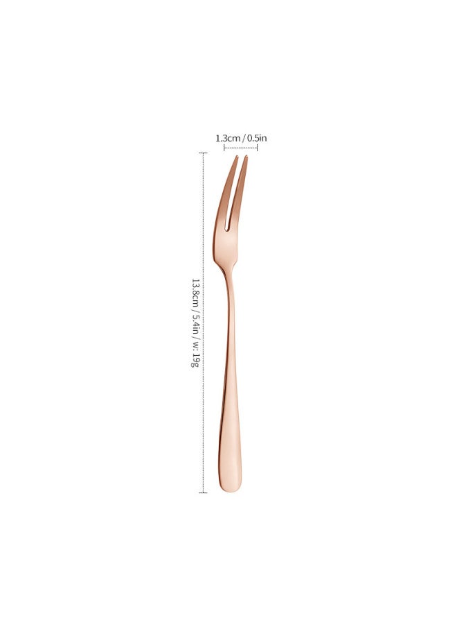 Generic - Stainless Steel Fruit Fork Children's Small Fork Living Room Cake Fork Fruit Sign Dessert Fork KTV Bar Fruit Plate Fork-Specifications:304 Rose Gold—fruit Fork [thick Style] - Image 1
