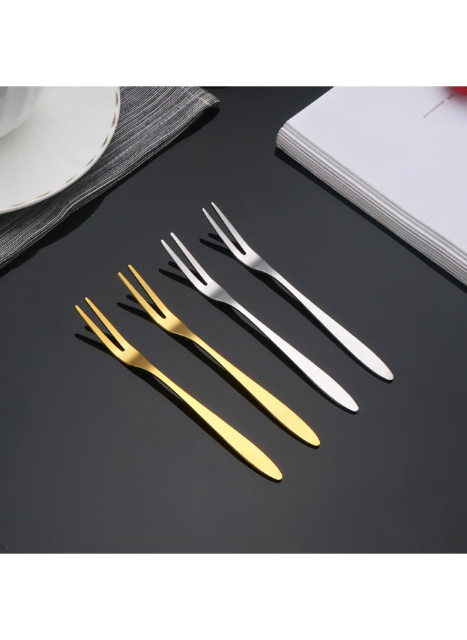 Generic - Stainless Steel Fruit Fork Children's Small Fork Living Room Cake Fork Fruit Sign Dessert Fork KTV Bar Fruit Plate Fork-Specifications:304 Rose Gold—fruit Fork [thick Style] - Image 1
