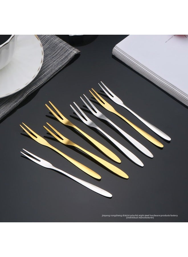 Generic - Stainless Steel Fruit Fork Children's Small Fork Living Room Cake Fork Fruit Sign Dessert Fork KTV Bar Fruit Plate Fork-Specifications:304 Rose Gold—fruit Fork [thick Style] - Image 1