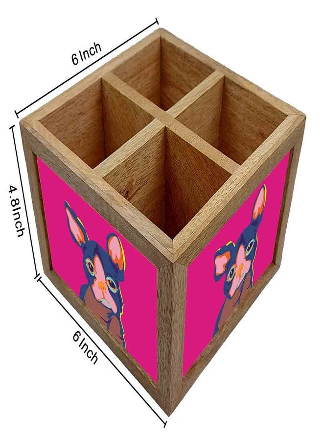 Nutcase Wooden Cutlery Stand Holder Silverware Caddy Spoons Forks Knives Organizer for Dining Table & Kitchen -Made in India-Spoons NOT Included - Dog Pink - Image 5