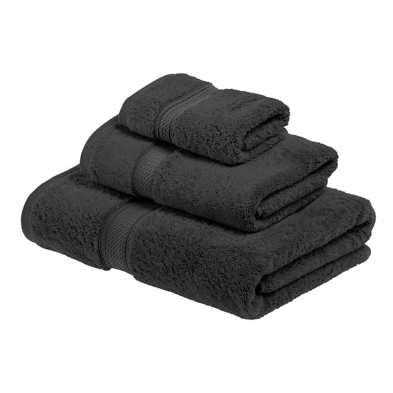 Superior Egyptian Cotton Pile 3 Piece Towel Set Includes 1 Bath 1 Hand 1 Face TowelWashcloth Ultra Soft Luxury Towels Thick Plush Essentials Guest Bath Spa Hotel Bathroom Charcoal - Image 1