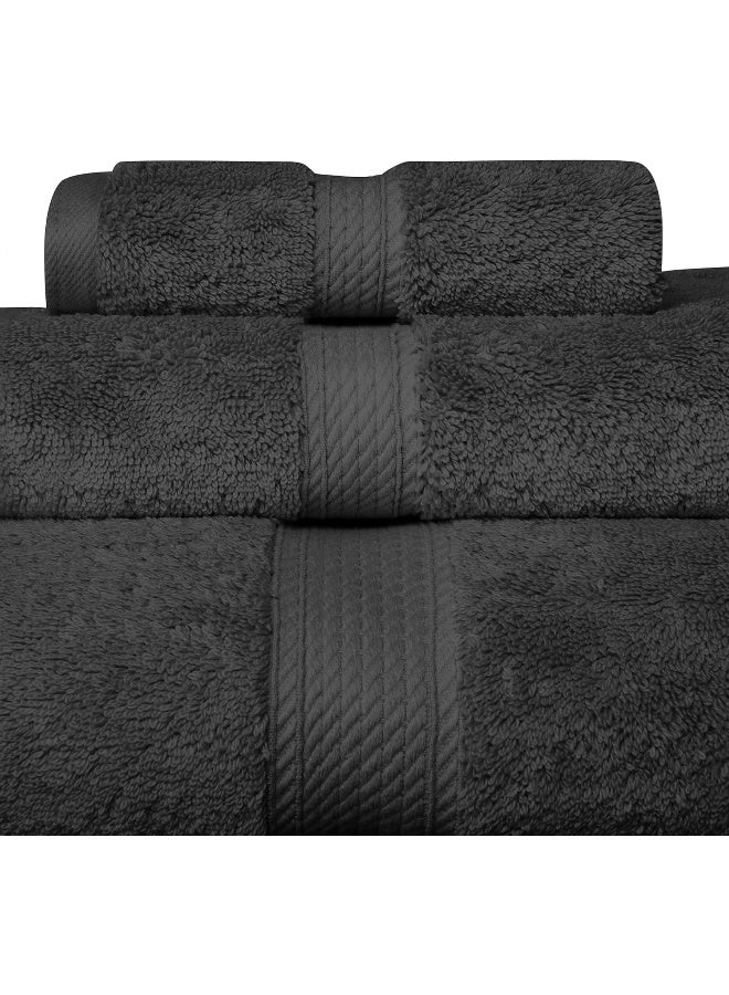 Superior Egyptian Cotton Pile 3 Piece Towel Set Includes 1 Bath 1 Hand 1 Face TowelWashcloth Ultra Soft Luxury Towels Thick Plush Essentials Guest Bath Spa Hotel Bathroom Charcoal - Image 2