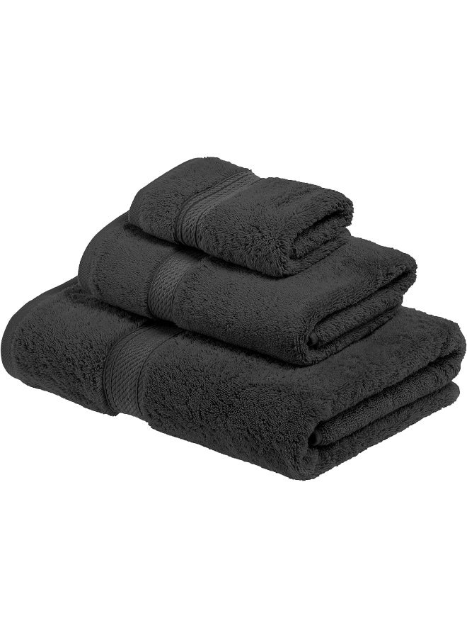 Superior Egyptian Cotton Pile 3 Piece Towel Set Includes 1 Bath 1 Hand 1 Face TowelWashcloth Ultra Soft Luxury Towels Thick Plush Essentials Guest Bath Spa Hotel Bathroom Charcoal - Image 4