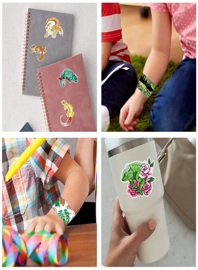 Lcnjscgo 86 PCS Reptile Party Favors Party Favors, Reptile Slap Bracelets Stickers Reptile Birthday Party Decorations Supplies Gifts for Kids Classroom Rewards - Image 4