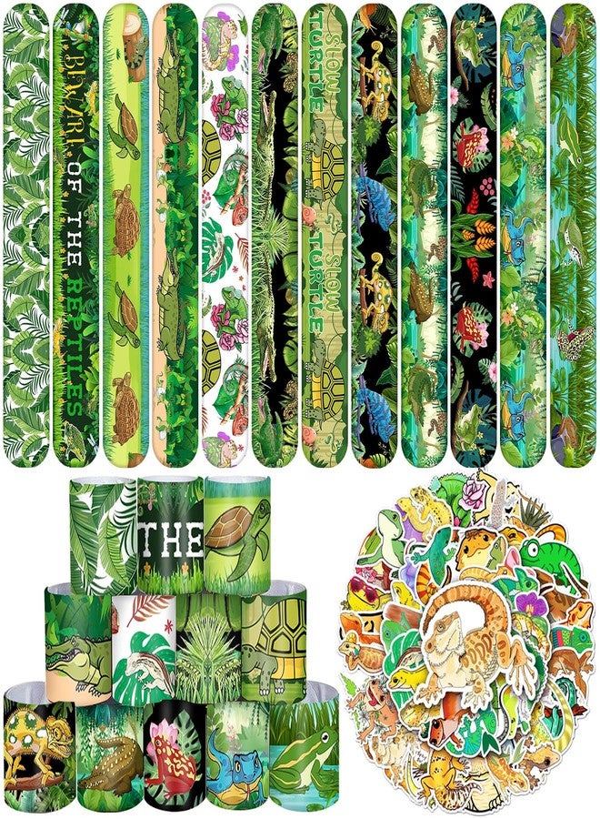 Lcnjscgo 86 PCS Reptile Party Favors Party Favors, Reptile Slap Bracelets Stickers Reptile Birthday Party Decorations Supplies Gifts for Kids Classroom Rewards - Image 1