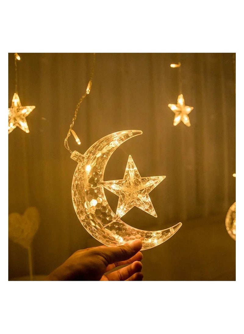 بجوليز ضوء زينة رمضان، سلسلة أضواء قمر العيد، مصباح فانوس على شكل نجمة صغيرة لحفلات الزفاف والمنزل والحديقة وغرفة النوم في الأماكن المغلقة،  - Image 1