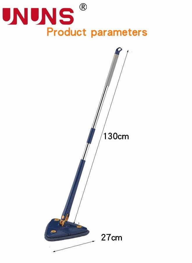 UNUNS - 360 Degree Cleaning Mop,Adjustable Triangle Cleaning Mop With Automatic Water Squeezing Function,Long Handle Mop With 2 Cloths And A Scraper - Image 1