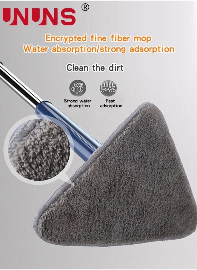 UNUNS - 360 Degree Cleaning Mop,Adjustable Triangle Cleaning Mop With Automatic Water Squeezing Function,Long Handle Mop With 2 Cloths And A Scraper - Image 1