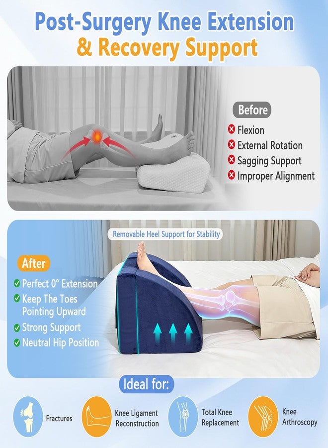 KAAMOS Knee Replacement Pillow Recovery Aids, 2-in-1 Knee Surgery Pillow Recovery Equipment, Post Surgery TKR Elevation Wedge, Extension Pillows Foot Support for Acl, MCL, Hip Surgery - Image 2