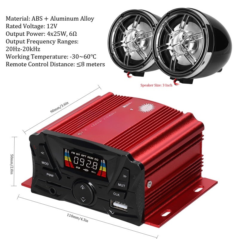 Motorcycle Anti-Theft Alarm: Waterproof Design, 4-Channel Audio - Versatile Audio Options, BT Speaker for Motorcycle Riders & Outdoor Travelers - Image 5