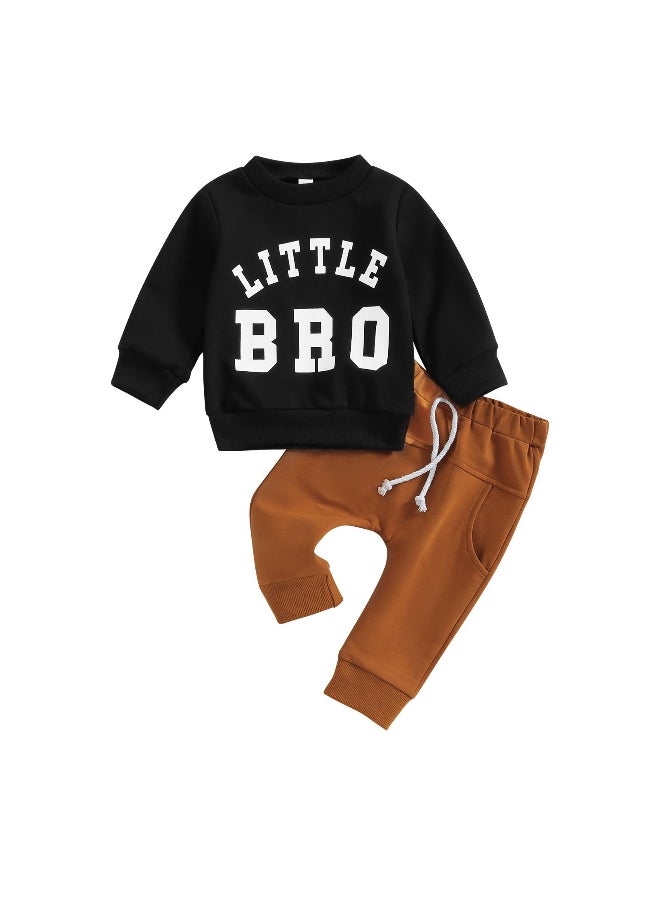 Baby Boys Pants Set 3M 6M 12M 18M Long Sleeve Crew Neck Letters Print Sweatshirt with Elastic Waist Sweatpants Infant Clothes
