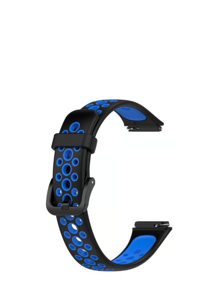 Generic - Huawei Band 7 Sport Soft Silcon Double Colors Replacement Strap - Black & Blue - Image 1