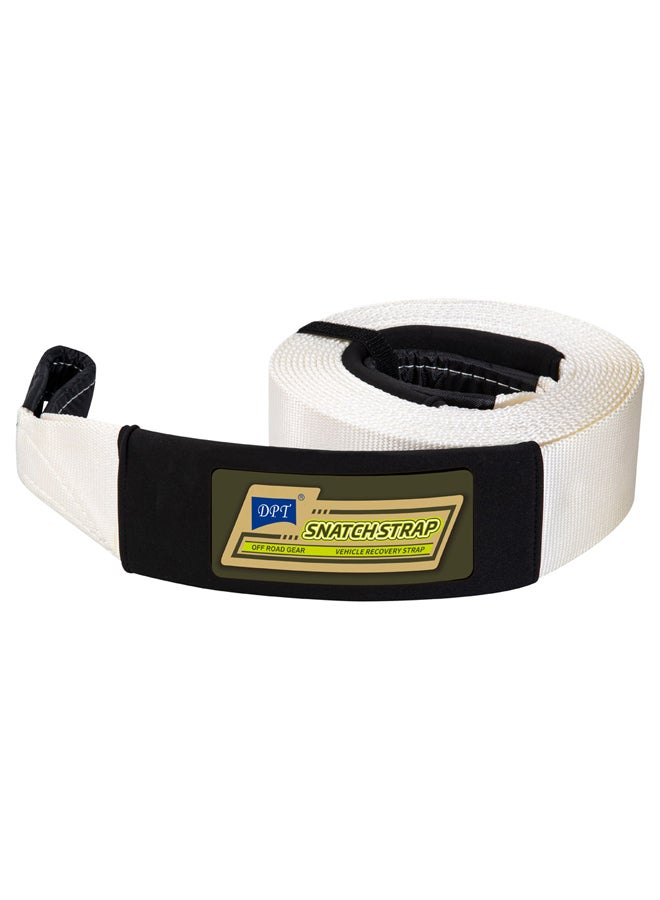 دي بي تي حبل سحب للسيارات، حبل سحب الطوارئ للسيارة، ابيض، مقاس 9 متر*10 سم حمولة 11 طن - Image 1