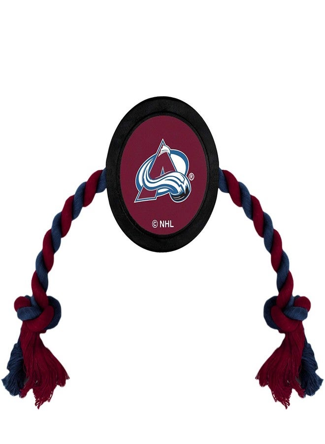 Pets First Dog Rubber Toy with Heavy-Duty Rope Tug, NHL Colorado Avalanche Puck Toy for Dogs & Cats - Play Hockey with Your Pet! - Image 2