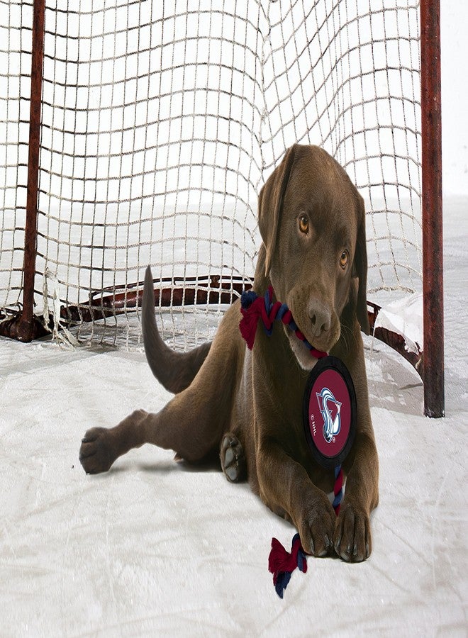 Pets First Dog Rubber Toy with Heavy-Duty Rope Tug, NHL Colorado Avalanche Puck Toy for Dogs & Cats - Play Hockey with Your Pet! - Image 3