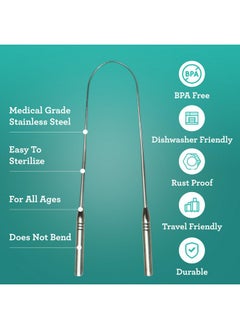 GuruNanda GuruNanda Tongue Scraper for Adults (2 Pack) with Travel Case, 420 Medical-grade 100% Stainless Steel Tongue Cleaner, Aids in Fresh Breath & Oral Care  - Image 4