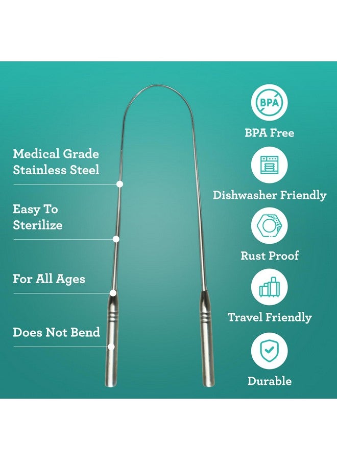 GuruNanda Tongue Scraper for Adults (2 Pack) with Travel Case, 420 Medical-grade 100% Stainless Steel Tongue Cleaner, Aids in Fresh Breath & Oral Care - Image 4