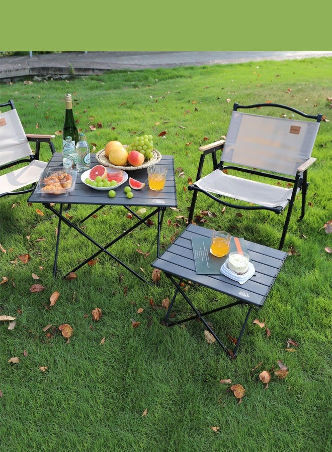 WEMART Folding Table,Camping Folding Table,Portable Aluminum Alloy Outdoor Folding Table Large Black with Storage Bag  53*50cm - Image 2