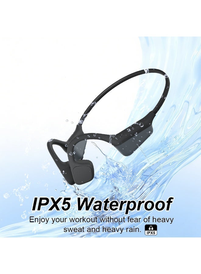caijin Bone Conduction Headphones,Bluetooth 5.4 Open Ear Headset with Mic,Wireless Earphones Stereo Sound,10H Playtime, 27g Lightweight,IPX6 Sweatproof Waterproof for Running,Cycling,Gym Workout-Black - Image 4
