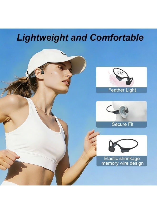 caijin Bone Conduction Headphones,Bluetooth 5.4 Open Ear Headset with Mic,Wireless Earphones Stereo Sound,10H Playtime, 27g Lightweight,IPX6 Sweatproof Waterproof for Running,Cycling,Gym Workout-Black - Image 5