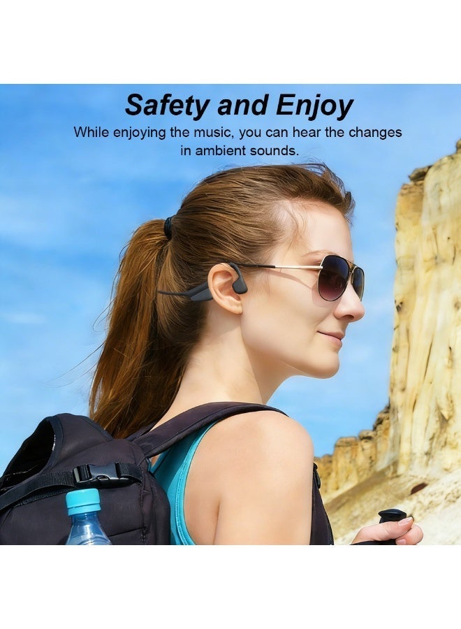 caijin Bone Conduction Headphones,Bluetooth 5.4 Open Ear Headset with Mic,Wireless Earphones Stereo Sound,10H Playtime, 27g Lightweight,IPX6 Sweatproof Waterproof for Running,Cycling,Gym Workout-Black - Image 2