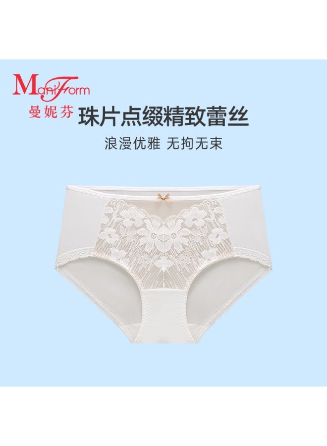 Maniform Women's Seamless Lace Cotton Crotch Breathable Skin-friendly Premium Mid-low Waist Thin Comfortable Briefs