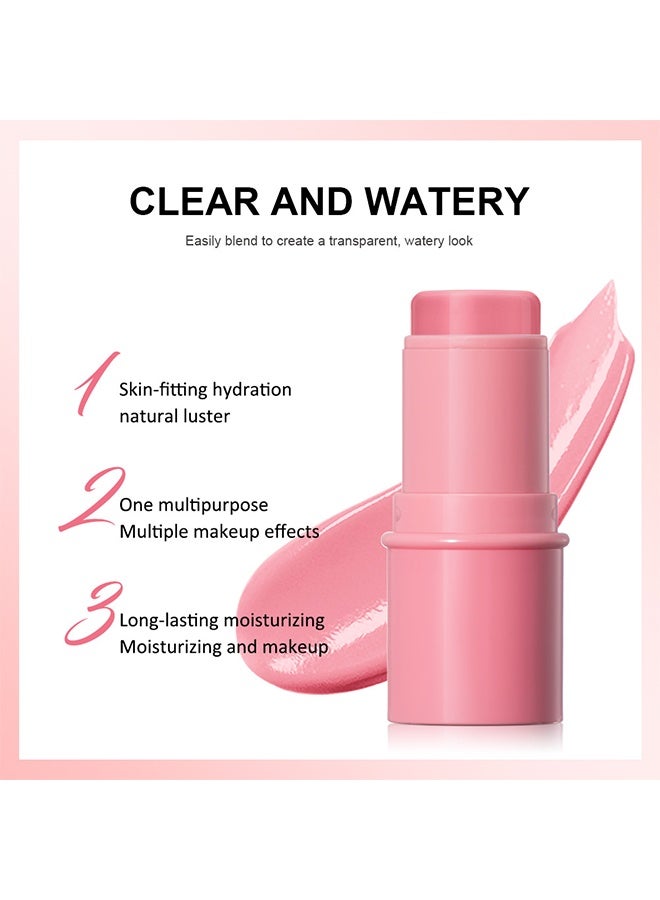 lakerain Hydrating Glow Blush, Moisturizing Hydrating Long Lasting Multi Use Glow Blusher For Eyes Lips Face Waterproof Hydrating Glow Blush Stick Tinted Blush Cooling Jelly Stick Cream Blush Balm #4Light Pink - Image 5