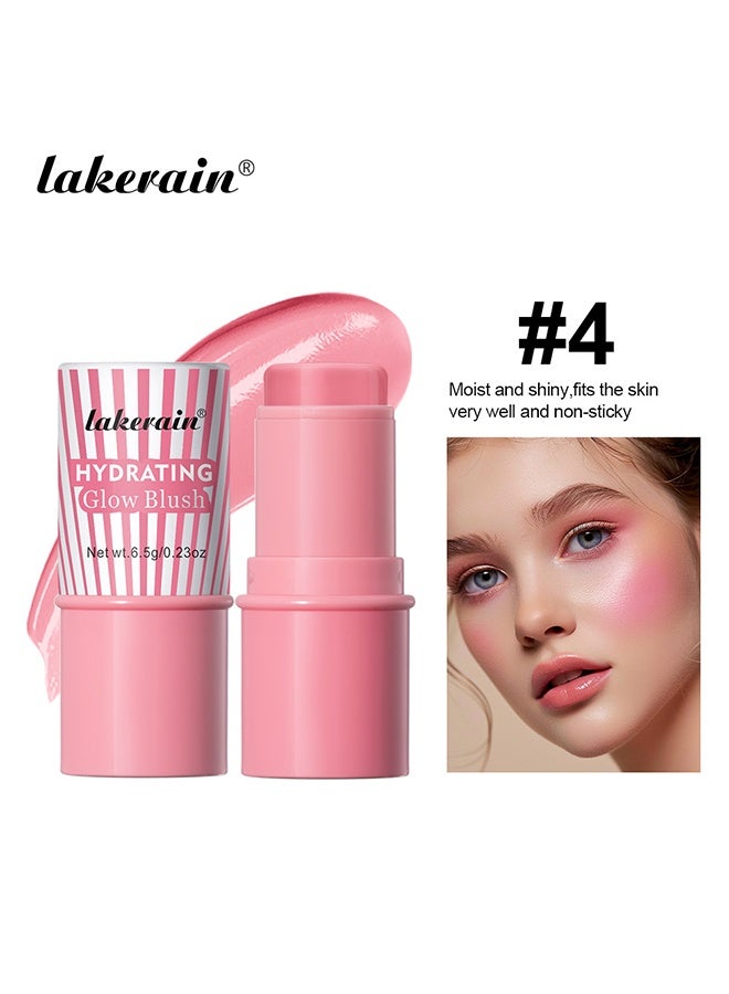 lakerain Hydrating Glow Blush, Moisturizing Hydrating Long Lasting Multi Use Glow Blusher For Eyes Lips Face Waterproof Hydrating Glow Blush Stick Tinted Blush Cooling Jelly Stick Cream Blush Balm #4Light Pink - Image 2